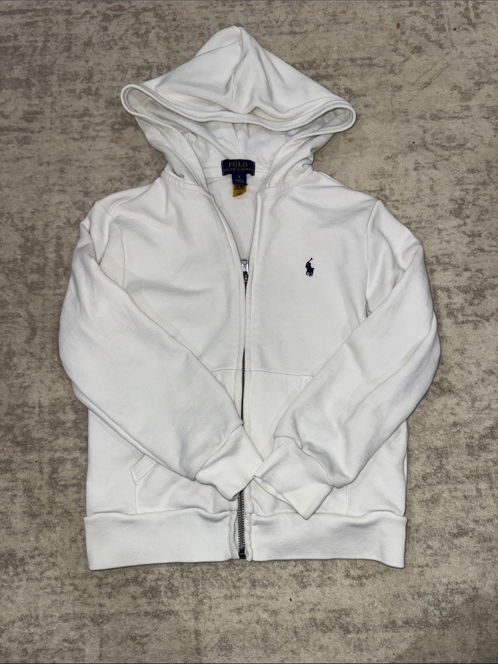 Polo by Ralph Lauren Kids White Hooded Zip Sweatshirt Boys Size 6